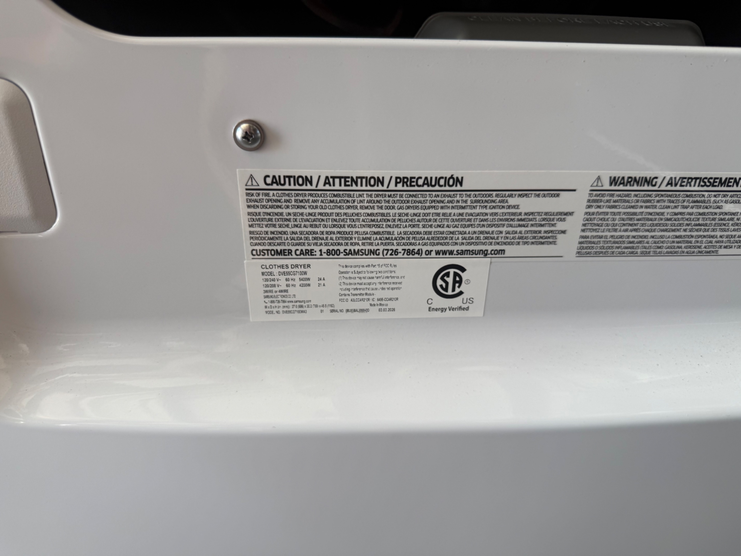 Samsung 7.4 cu. ft. Smart ELECTRIC Dryer with Steam Sanitize+ DVE55CG7100W — photo 6