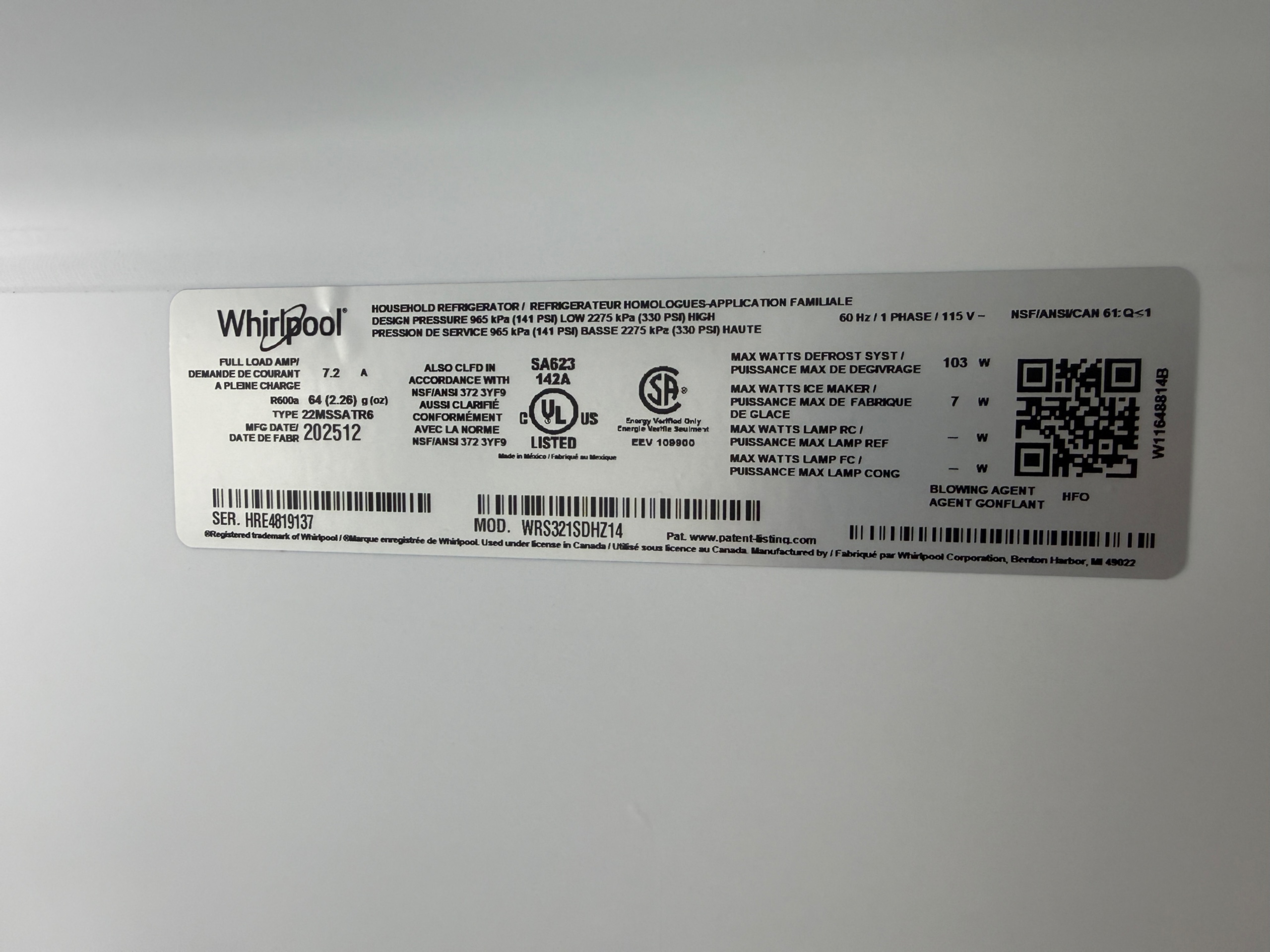 Whirlpool 21.4 cu. ft. Side by Side Refrigerator in Fingerprint Resistant Stainless Finish Model# WRS321SDHZ — photo 8