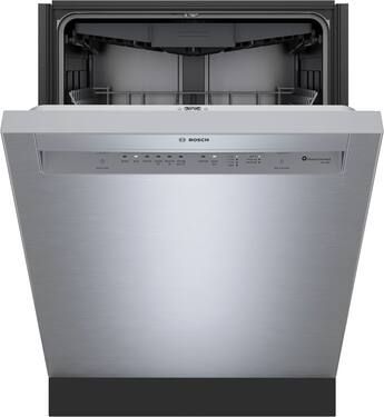 Bosch 300 Series 24 in. Front Control Dishwasher with 3rd Rack and PrecisionWash, 48 dBA, Stainless Steel Model# SHE43DM5N