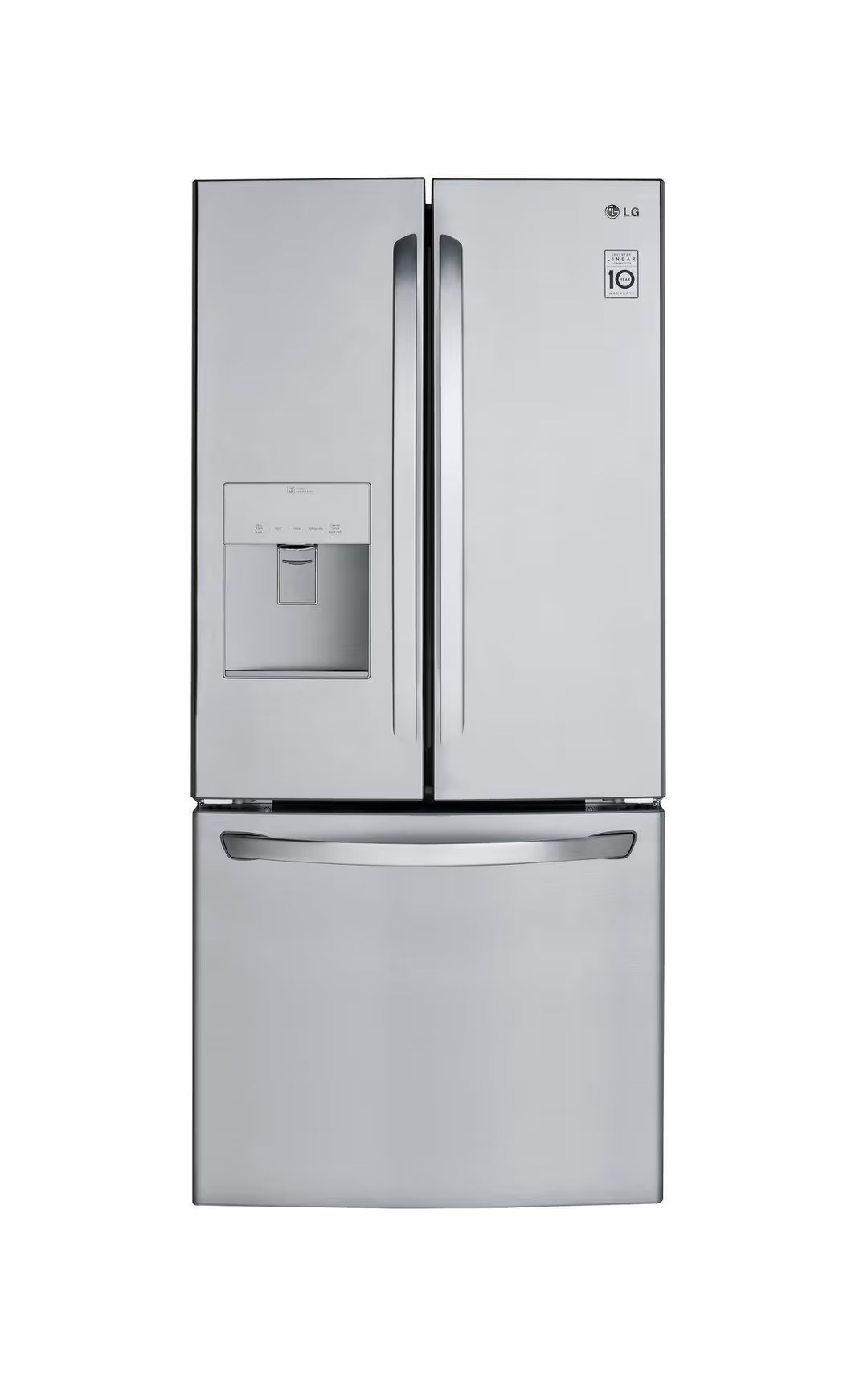 LG 21.8 cu. ft. 3-Door Smart French Door Refrigerator with Ice Maker and Water Dispenser in Stainless Steel Model# LCFS22EXS