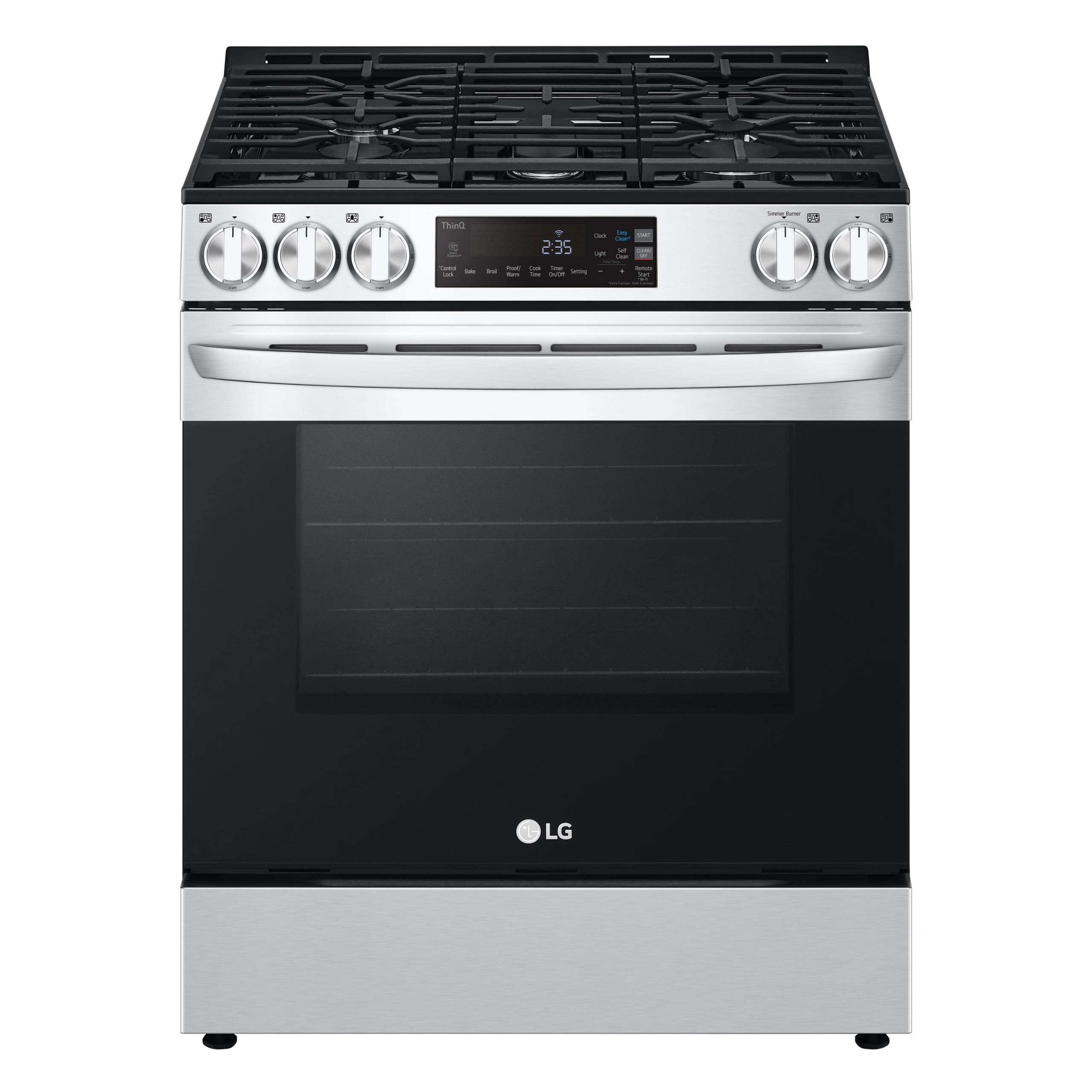 LG 30-in 5 burners 5.8-cu ft Air Fry Convection Oven Freestanding Natural Gas Range ( Stainless Steel ) Model# LSGL5833X