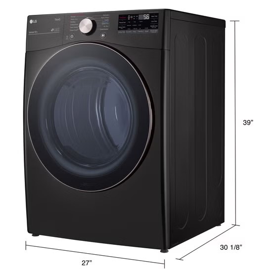 7.4 Cu. Ft. Vented SMART Stackable Electric Dryer in Black Steel with TurboSteam and Sensor Dry Technology Model# DLEX4000B — photo 2