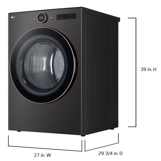 LG 7.4 cu. ft. Capacity Energy Star Smart GAS Dryer with AI Sensor Dry and Turbosteam  Model# DLGX6501B — photo 3