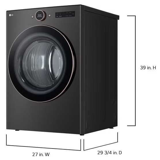 LG 7.4 cu. ft. Capacity Energy Star Smart ELECTRIC Dryer with AI Sensor Dry and Turbosteam  Model# DLEX6500B — photo 2