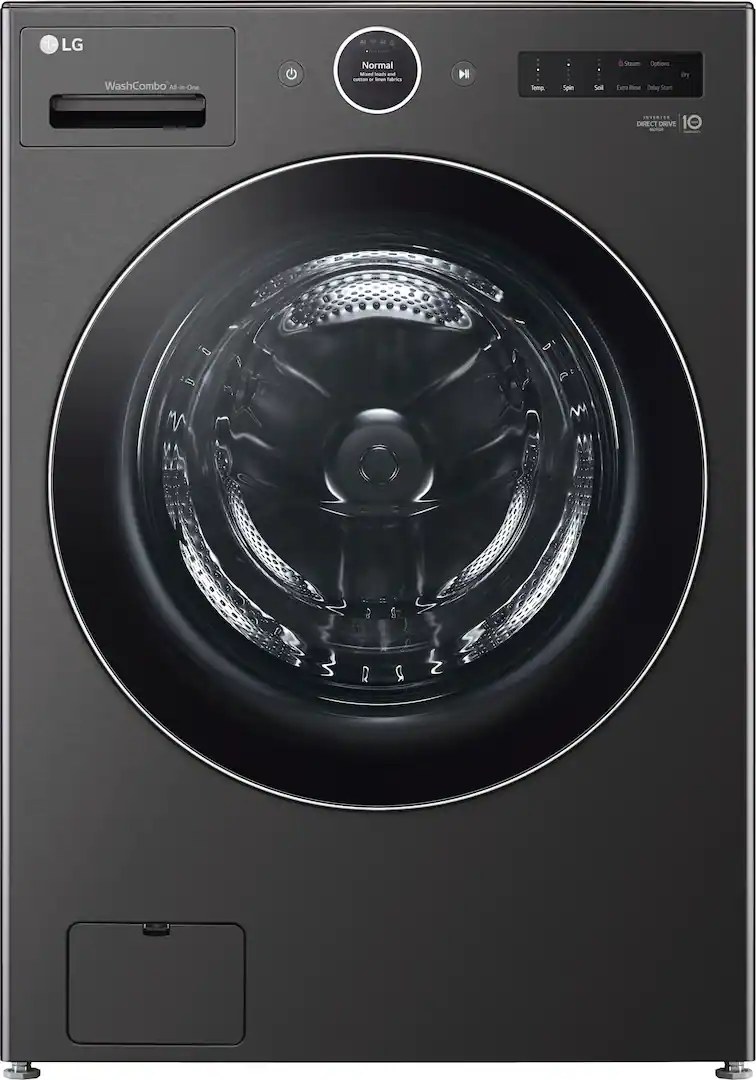 5.0 cu. ft. Mega Capacity Smart Front Load Electric All-in-One Washer Dryer Combo with TurboWash360 WiFi in Black Steel  Model# WM6998HBA