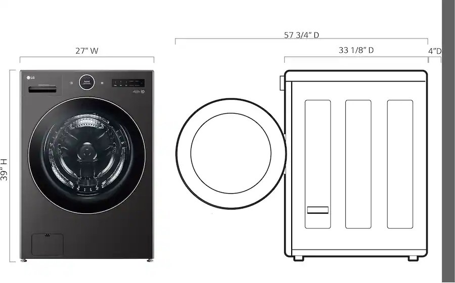 5.0 cu. ft. Mega Capacity Smart Front Load Electric All-in-One Washer Dryer Combo with TurboWash360 WiFi in Black Steel  Model# WM6998HBA — photo 3