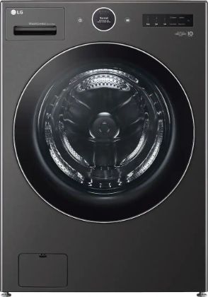 5.0 cu. ft. Mega Capacity Smart Front Load Electric All-in-One Washer Dryer Combo with TurboWash360 WiFi in Black Steel  Model# WM6998HBA