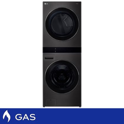 LG WashTower Smart Laundry Center with Center Control 5.0 cu. ft Washer and 7.4 cu. ft. GAS Dryer with TurboSteam in Black Steel  Model# WKGX301HBA