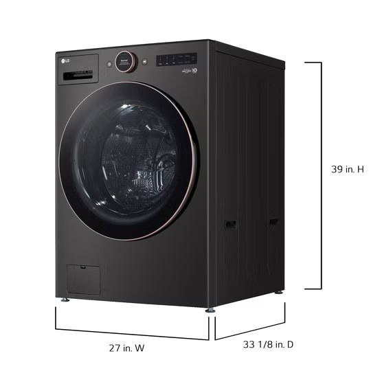 5.0 cu. ft. Stackable Smart Front Load Washer in Black Steel with AI Digital Dial, Steam and TurboWash360 Model# WM6500HBA — photo 2
