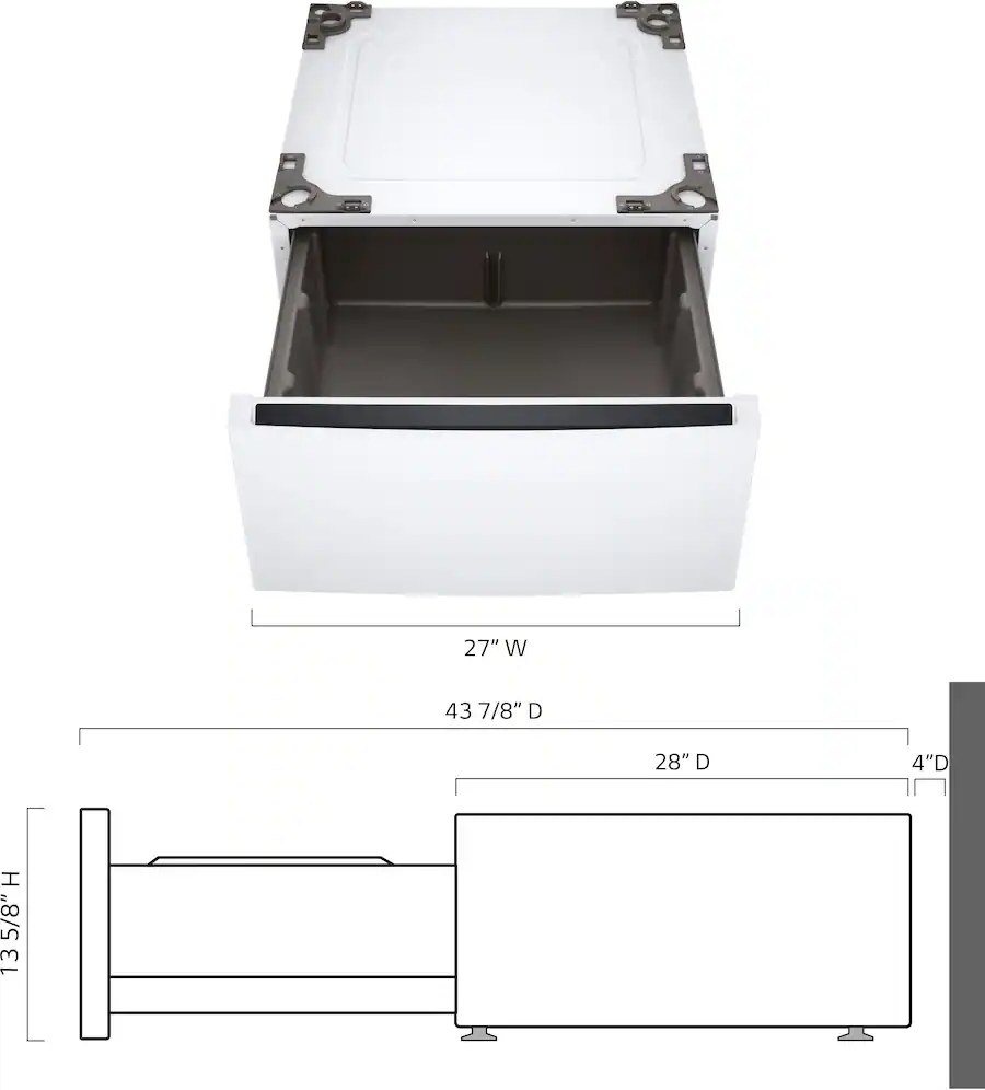 27-in Wide Laundry Pedestal with Storage Drawer for select LG Stackable Washers and Dryers - White  Model# WDP6W — photo 4