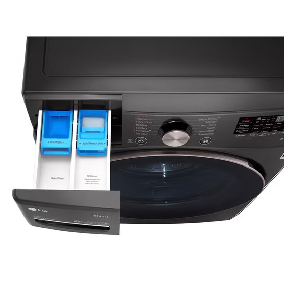 LG 4.5 Cu. Ft. Stackable SMART Front Load Washer in Black Steel with Steam and TurboWash360 Technology Model# WM4000HBA — photo 5