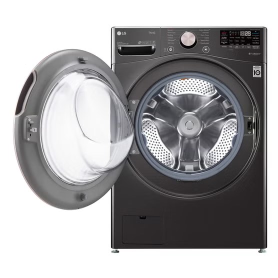 LG 4.5 Cu. Ft. Stackable SMART Front Load Washer in Black Steel with Steam and TurboWash360 Technology Model# WM4000HBA — photo 3