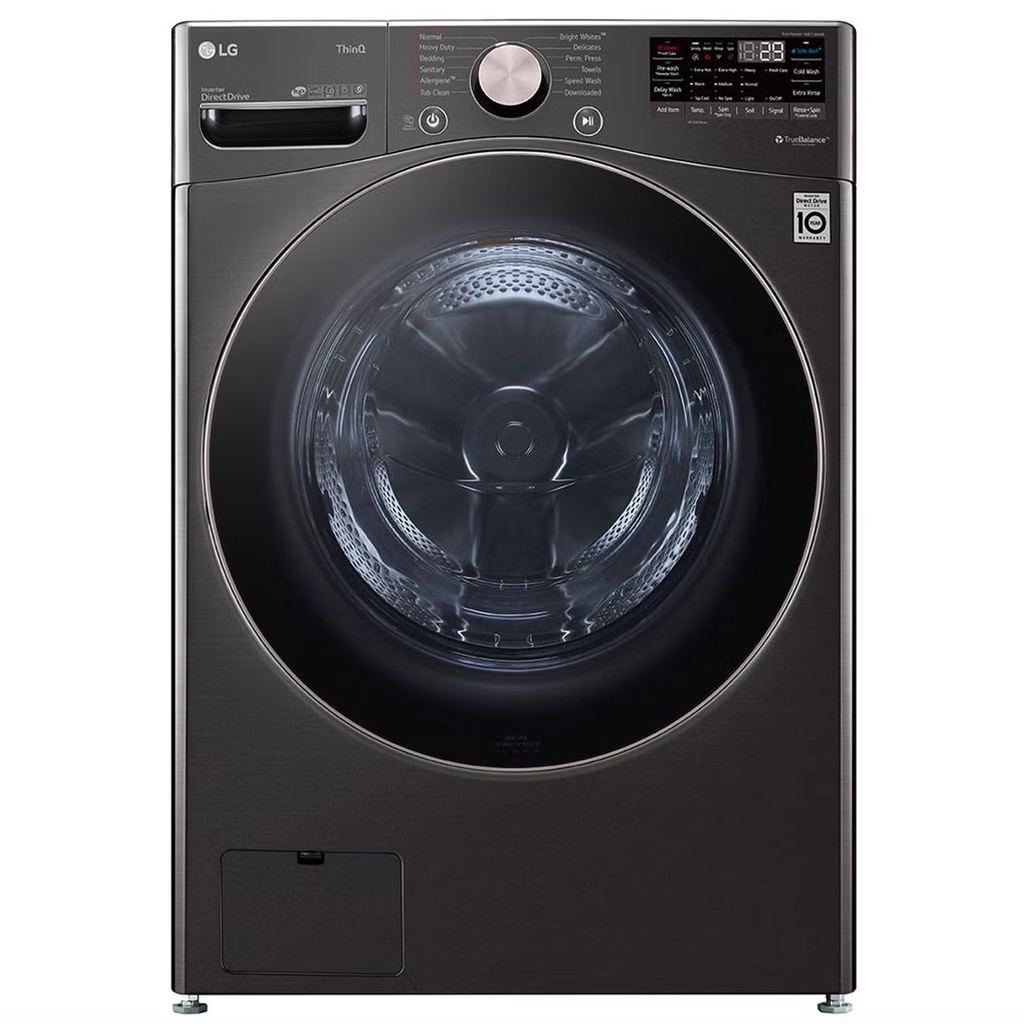 LG 4.5 Cu. Ft. Stackable SMART Front Load Washer in Black Steel with Steam and TurboWash360 Technology Model# WM4000HBA