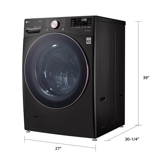 LG 4.5 Cu. Ft. Stackable SMART Front Load Washer in Black Steel with Steam and TurboWash360 Technology Model# WM4000HBA — photo 2