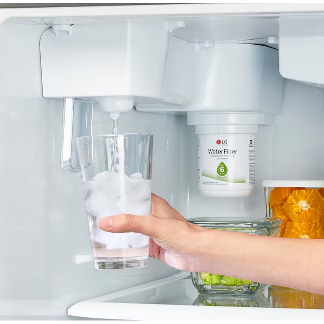 LG Internal Water Dispenser 23.8-cu ft Standard-Depth 33-in Wide Top-Freezer Refrigerator Model# LRTLS2403S — photo 3