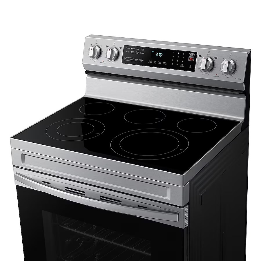 Samsung 30-in Glass Top 5 burners 6.3-cu ft Air Fry Convection Oven Single oven Electric Range Model# NE63A6511SS — photo 4