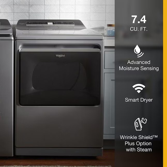 Whirlpool Smart Capable 7.4-cu ft Vented Electric Dryer with Steam Cycle Model# WED8127LC — photo 3