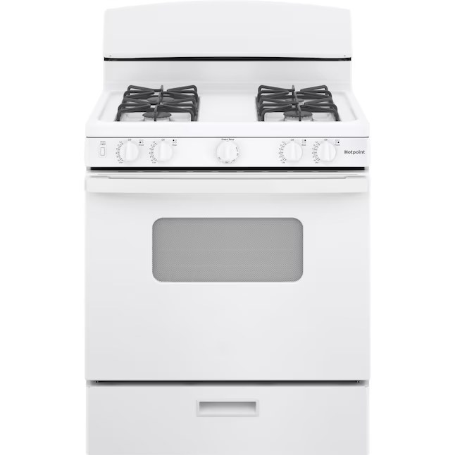 Hotpoint 30-in 4 burners 4.8-cu ft Single oven gas range Natural Gas Range Model# RGBS330DRWW