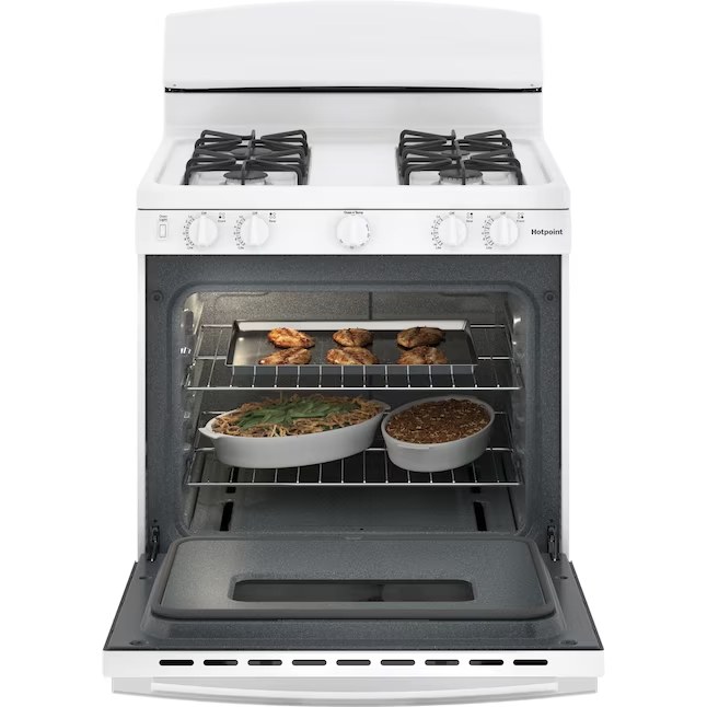 Hotpoint 30-in 4 burners 4.8-cu ft Single oven gas range Natural Gas Range Model# RGBS330DRWW — photo 3