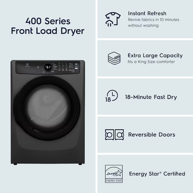 Electrolux 8-cu ft Stackable Vented Electric Dryer with Steam Cycle Model# ELFE7437AT — photo 3